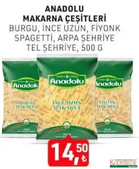 TARIM KREDİ ANADOLU MAKARNA 500 G fiyat ve kampanya bilgisi